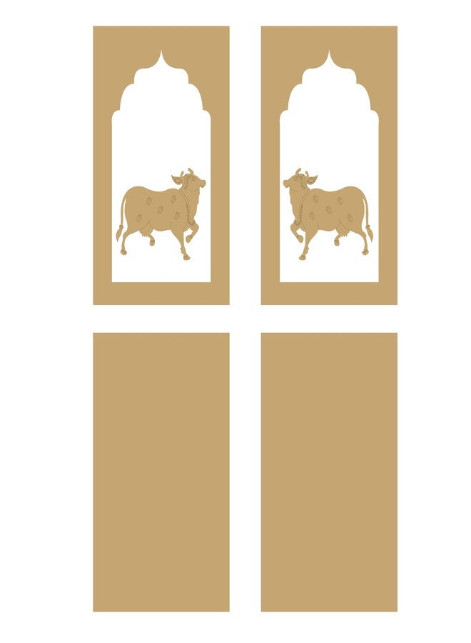 LET'S DIY لنصنع بأنفسنا نافذة من خشب MDF بتصميم محفور عليه وجه بقرة بيتشواي على كلا الجانبين وقاعدة مربعة الشكل لأعمال يدوية - مجموعة من قطعتين - Image 1